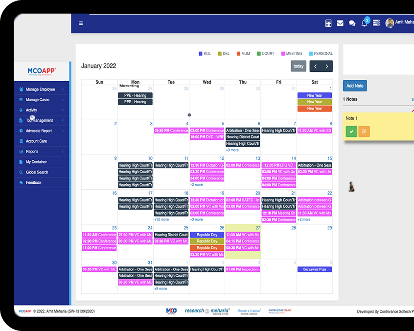 MCO App Dashboard